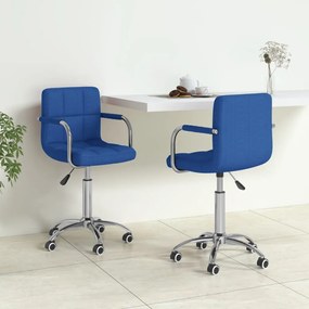 vidaXL Cadeiras de jantar giratórias 2 pcs tecido azul