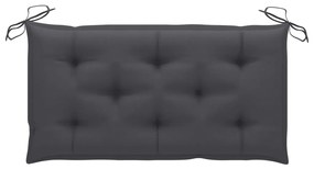 Banco de jardim c/ almofadão antracite 112 cm teca maciça