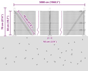 Cerca de Fio Soldado com 13 Postes Flangeados 0,5x50 m Aço Galvanizado