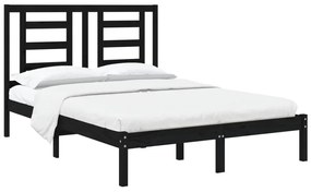 Estrutura cama dupla pequena 120x190 cm madeira maciça preto