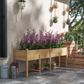 Floreira elevada com pés, floreira elevada, insertos de irrigação + feltro de drenagem incluídos, madeira de abeto pré-oleada