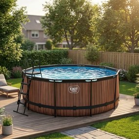 Piscina redonda Wood de 360 x 122 cm com bomba de filtro de areia - castanha