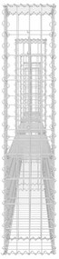 Cesto gabião em forma de U c/ 5 postes 500x20x100 cm ferro