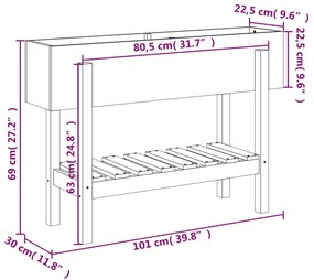 Canteiro elevado jardim 101x30x69 cm pinho maciço castanho-mel