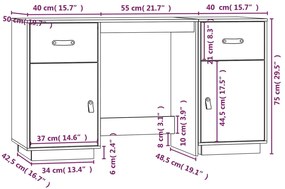 Secretária com armários 135x50x75 cm pinho maciço castanho mel