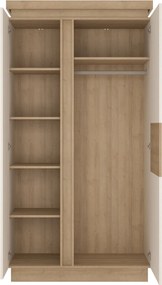 Roupeiro Feldeli 106, Branco brilhante, Riviera carvalho, 199x103x56cm, 115 kg, Portas para roupeiro: Com dobradiças