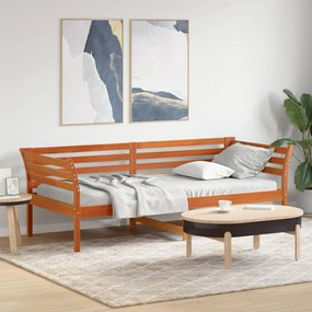 vidaXL Sofá-cama sem colchão 90x200 cm pinho maciço castanho-mel