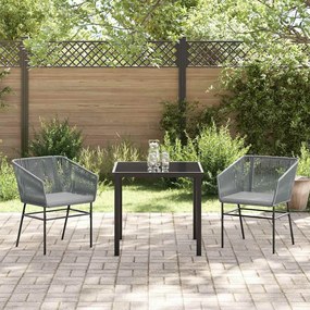 Conjunto de Jantar de Jardim com Almofadas em Rattan Sintético Cinza -
