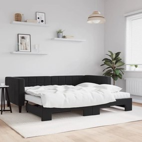 vidaXL Sofá-cama com gavetão e colchões 90x190 cm veludo preto