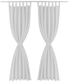 Cortinas de cetim com laços, 2 pcs, branco 140 x 245 cm