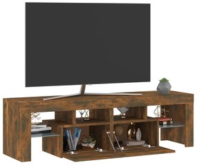 Móvel de TV com luzes LED 140x36,5x40 cm carvalho fumado