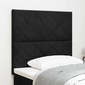 vidaXL Cabeceira em veludo preto com blocos de diamante - 90 cm