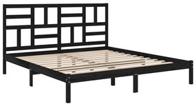 Estrutura de cama 200x200 cm madeira maciça preto