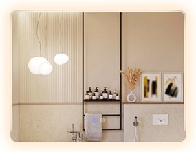 Espelho LED 80x60cm para casa de banho com luz antiembaciamento e 3 cores reguláveis prateado