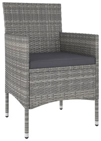 5 pcs conjunto bistrô de jardim vime PE/acácia maciça cinzento