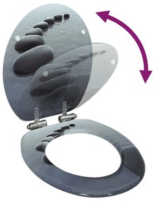 Assento de sanita com tampa de fecho suave MDF design pedras