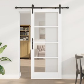 vidaXL Porta Deslizante com Conjunto de Ferragens 'ORKDAL'Branca 86x198.5 cm