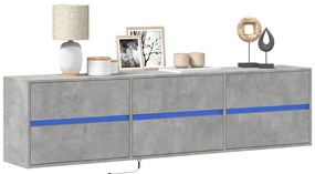 vidaXL Móvel de parede p/ TV c/ luzes LED 180x31x45 cm cinza cimento