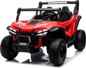 Carro elétrico para Crianças 24V, 4x4, 2 lugares Gravity Buggy Rodas de espuma EVA e assento Couro ecológico Vermelho