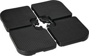 Outsunny Base para Guarda-Sóis de 4 Peças Suporte para Guarda-Sóis de HDPE Recarregável com Água (59 kg) ou Areia (80 kg) para Jardim Preto | Aosom Portugal