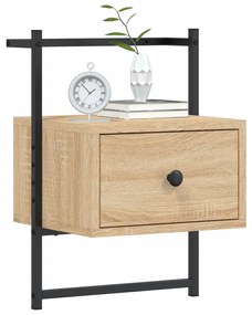 Mesa cabeceira parede 35x30x51cm deriv. madeira carvalho sonoma