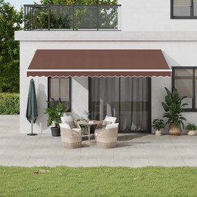 Toldo retrátil manual 500x350 cm castanho