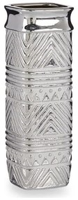 Vaso Retangular Cerâmica Prateado (10 x 30 x 10 cm)