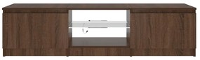 Móvel de TV com luzes LED 140x40x36 cm carvalho castanho