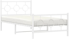 Estrutura de cama com cabeceira e pés 100x200 cm metal branco