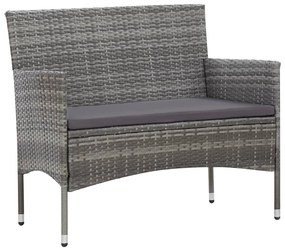 5 pcs conjunto lounge de jardim c/ almofadões vime PE cinzento