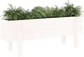 Canteiro elevado de jardim 101x30x38 cm pinho maciço branco