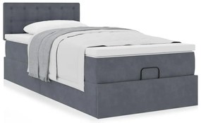 Estrutura cama otomana colchão 90x190 cm veludo cinzento escuro
