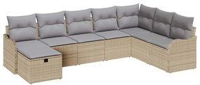 Conjunto de Sofá vidaXL de 8 Peças com Almofadas Bege em Rattan Poliés