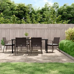 vidaXL 7 pcs conjunto de jantar p/ jardim c/ almofadões vime PE e aço
