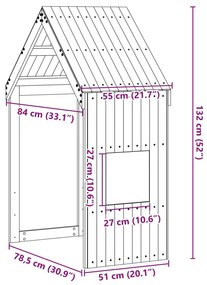 Telhado de cama infantil 55x84x132 cm madeira de pinho maciça