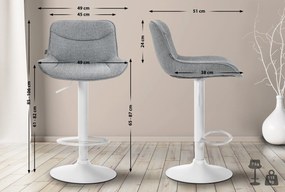 Banco alto em tecido com estrutura branca 85-106 x 49 x 51 cm cinzento
