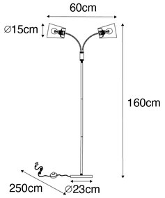 LED Candeeiro de pé inteligente preto com 2 WiFi P45 - Carmen Moderno