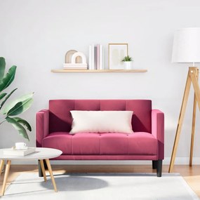 vidaXL Sofá-luvas 111 cm veludo vermelho tinto