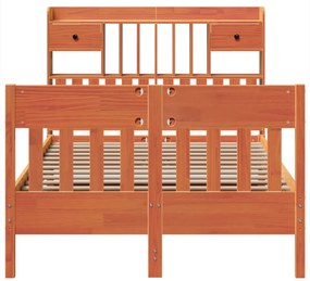 Cama sem colchão 135x190 cm madeira pinho maciça castanho-mel