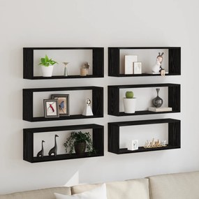 Estantes de Parede vidaXL 6 pcs Carvalho Preto 60x15x23 cm Madeira Engenharia