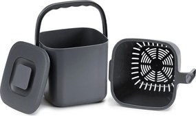 Cubo de compostagem à prova de odores com tampa e pega, 4 L, 24 x 20 x 19,5 cm, cinzento