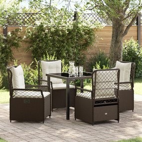 vidaXL Conjunto de Jantar para Jardim 5 Peças em Rattan Sintético Castanho