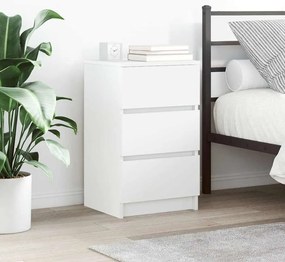 Mesas de cabeceira 3 gavetas 2 pcs 39x35x65cm branco