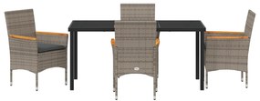 Conjunto de Jantar para Jardim de 5 Peças com Almofadas Rattan Poliést
