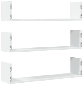 Prateleiras de parede 3 pcs 80x18x18cm derivados madeira branco