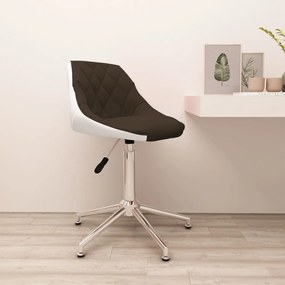 Cadeira escritório giratória couro artificial castanho e branco