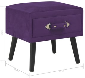 Mesa-de-cabeceira 40x35x40 cm veludo roxo escuro