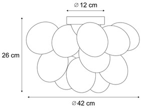 Candeeiro de Teto Design Latão com Vidro Arco-Íris 4 Luzes - Uvas Design