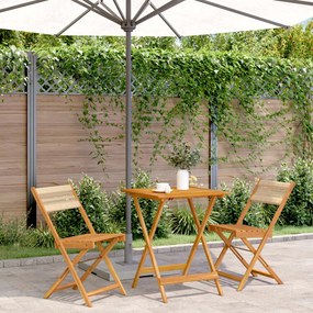vidaXL 3 pcs conjunto de bistrô polipropileno/madeira maciça bege