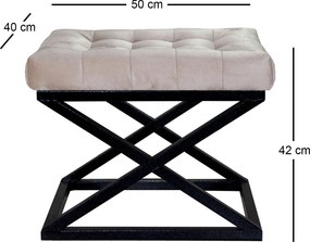 Pouffe Capraz – Preto e Creme – 50x42x40 cm